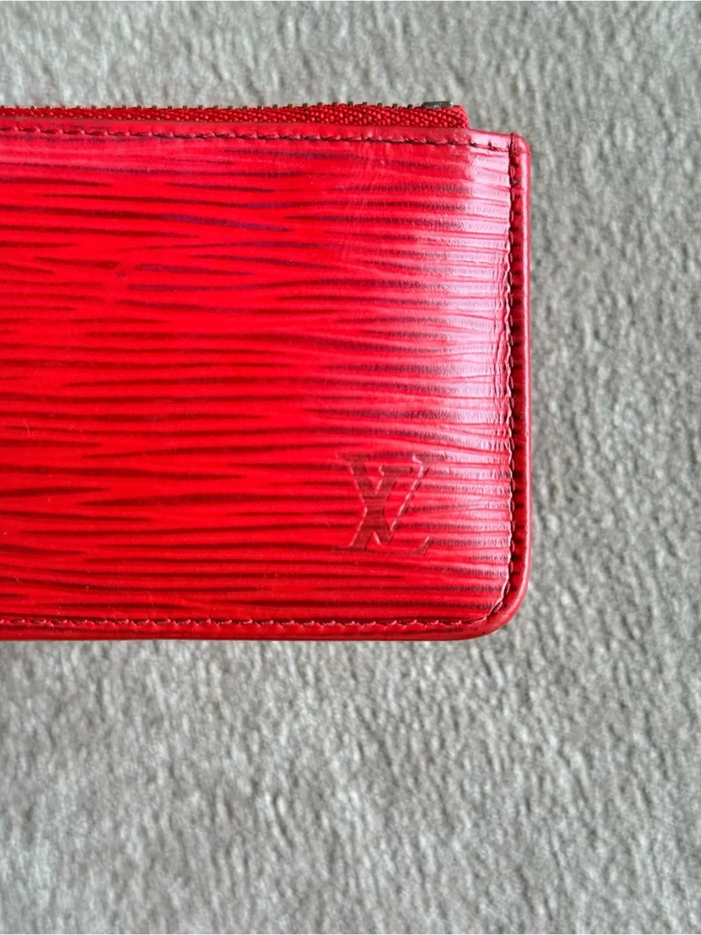 Louis Vuitton Red Epi Leather Key Pouch with Gold Hardware